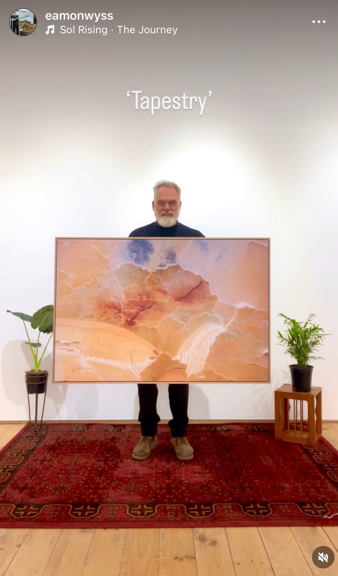 A wild tapestry of colours, textures and layers take form and dissolve while toying with our imagination. A natural salt lake vision of splendour from The Mallee region of Victoria.